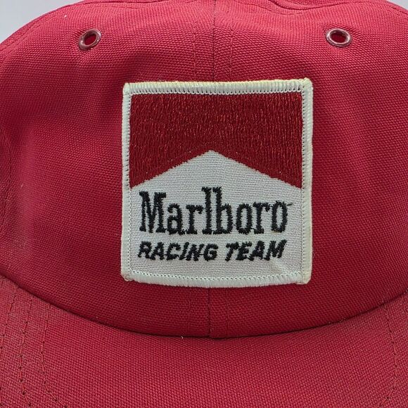Vintage Marlboro Racing Team Hat Cap Snapback Red Made in USA - Picture 2 of 7